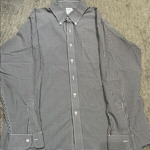 Brooks brothers non iron Regent button down, 17-35, burgundy & dark green check